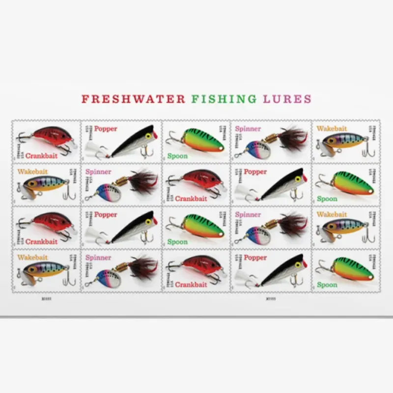 2025 Freshwater Fishing Lures Forever First Class Postage Stamps - Image 3