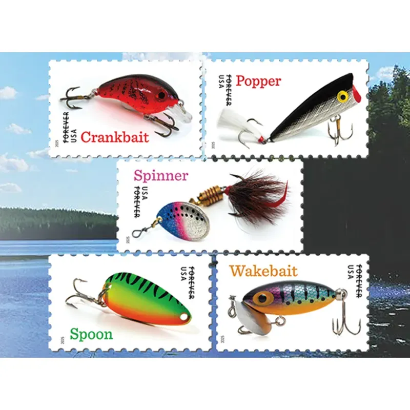 2025 Freshwater Fishing Lures Forever First Class Postage Stamps - Image 2