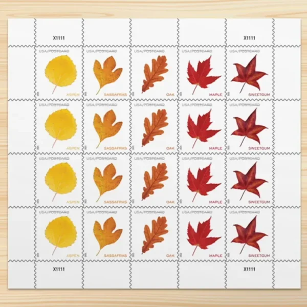 2025 Vibrant Leavea Postcard Forever First Class Postage Stamps
